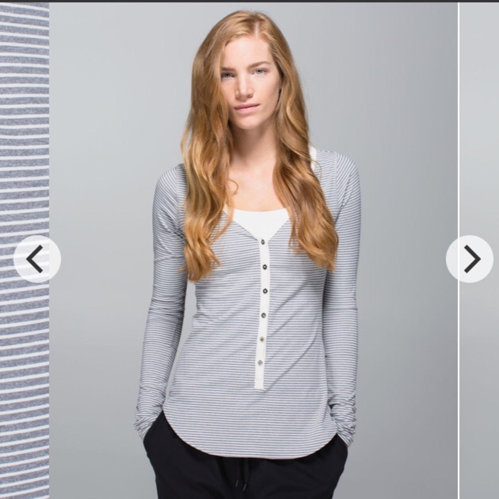 LIMITED TIME OFFER! LULULEMON Grey Striped Henley